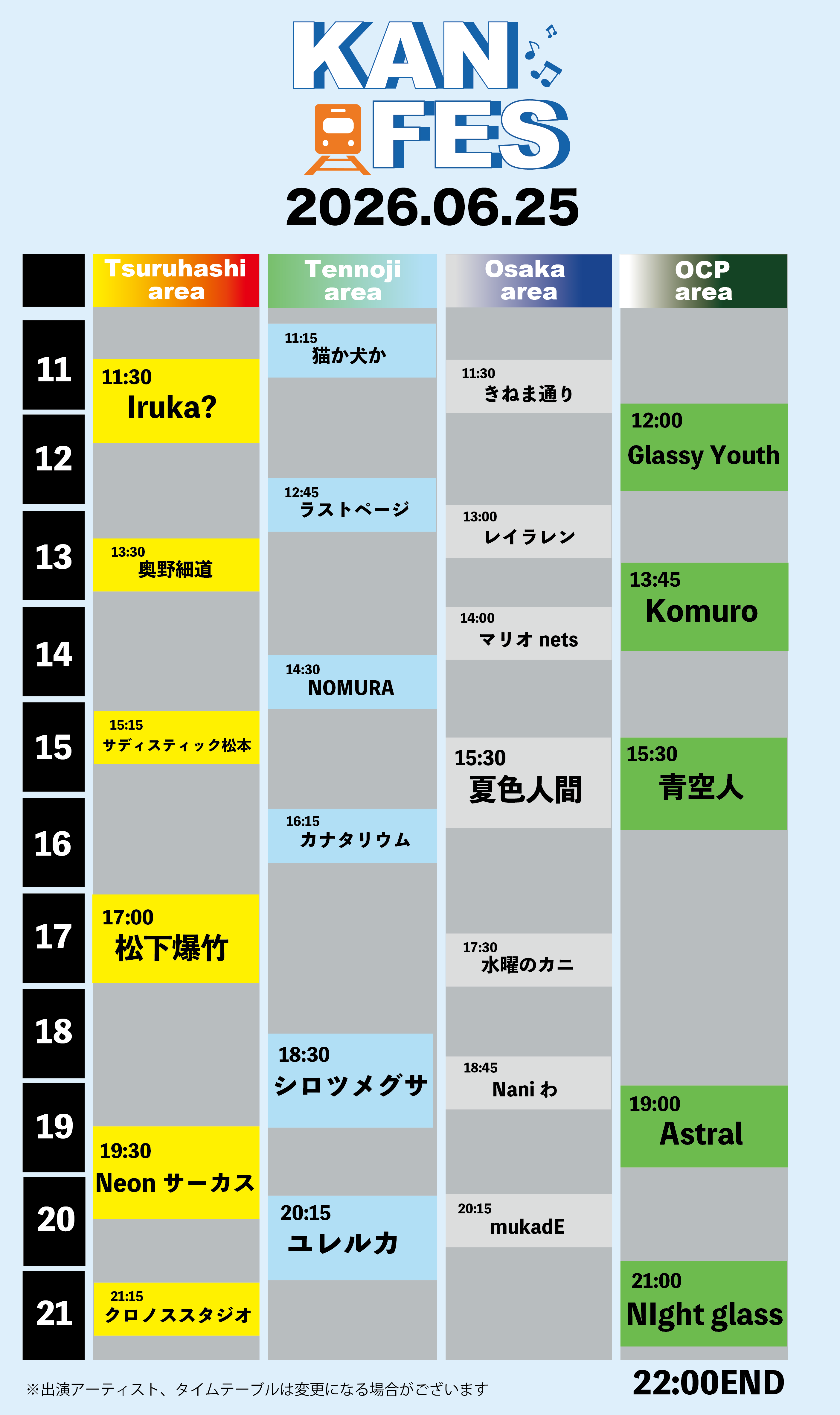 タイムテーブル表